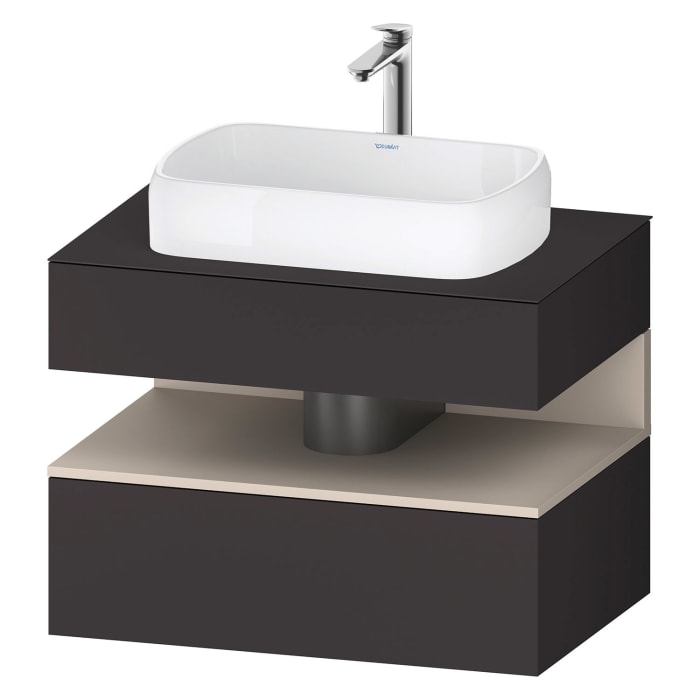 Duravit Qatego Konsolenwaschtischunterbau mit Ausschnitt mittig 80 x 60 cm, 2 Auszüge, mit LED Beleuchtung