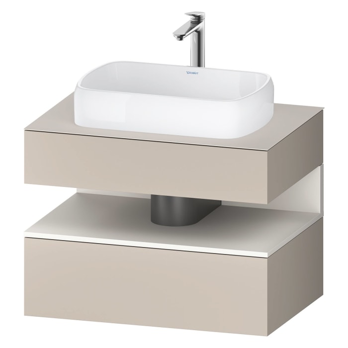 Duravit Qatego Konsolenwaschtischunterbau mit Ausschnitt mittig 80 x 60 cm, 2 Auszüge