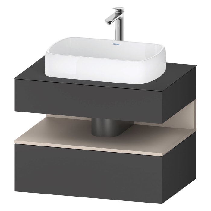 Duravit Qatego Konsolenwaschtischunterbau mit Ausschnitt mittig 80 x 60 cm, 2 Auszüge