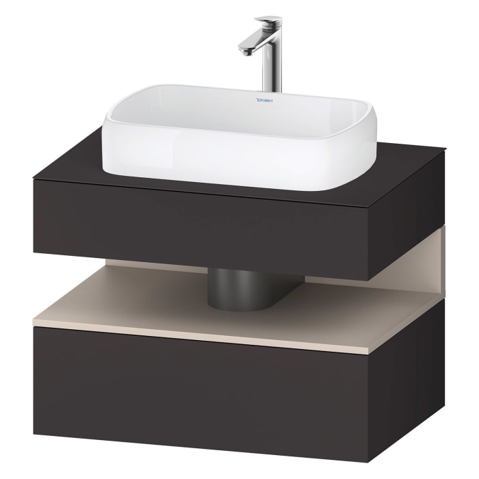 Duravit Qatego Konsolenwaschtischunterbau mit Ausschnitt mittig 80 x 60 cm, 2 Auszüge, mit LED Beleuchtung
