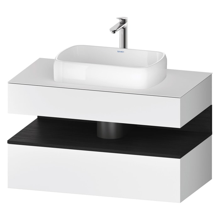 Duravit Qatego Konsolenwaschtischunterbau mit Ausschnitt mittig 100 x 60 cm, 2 Auszüge