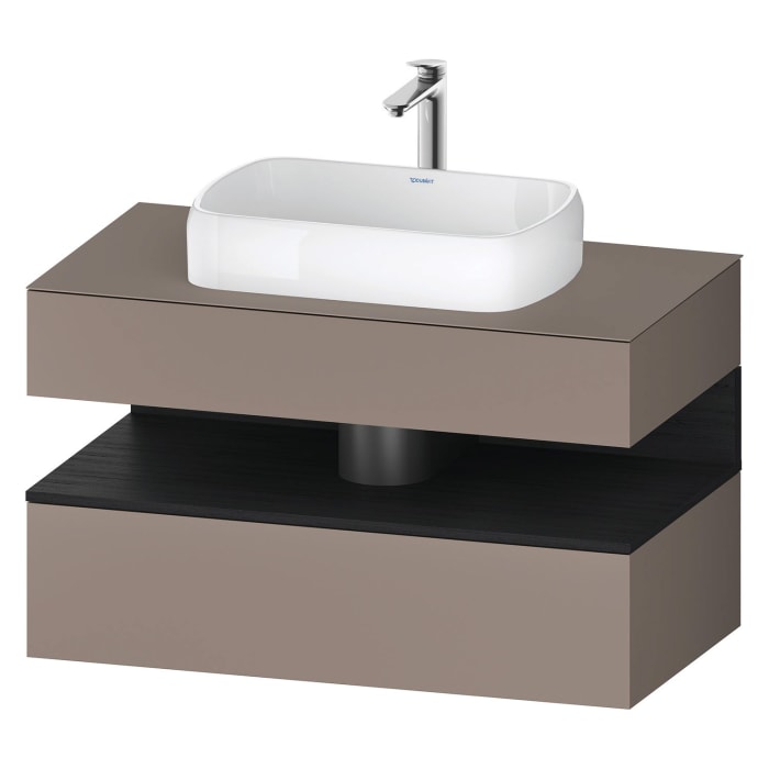 Duravit Qatego Konsolenwaschtischunterbau mit Ausschnitt mittig 100 x 60 cm, 2 Auszüge, mit LED Beleuchtung