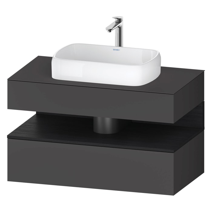 Duravit Qatego Konsolenwaschtischunterbau mit Ausschnitt mittig 100 x 60 cm, 2 Auszüge
