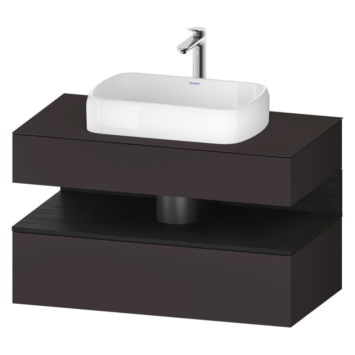 Duravit Qatego Konsolenwaschtischunterbau mit Ausschnitt mittig 100 x 60 cm, 2 Auszüge