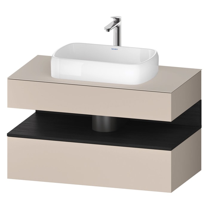 Duravit Qatego Konsolenwaschtischunterbau mit Ausschnitt mittig 100 x 60 cm, 2 Auszüge