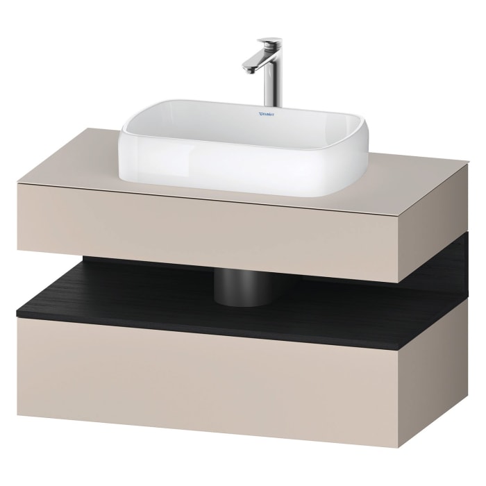 Duravit Qatego Konsolenwaschtischunterbau mit Ausschnitt mittig 100 x 60 cm, 2 Auszüge, mit LED Beleuchtung