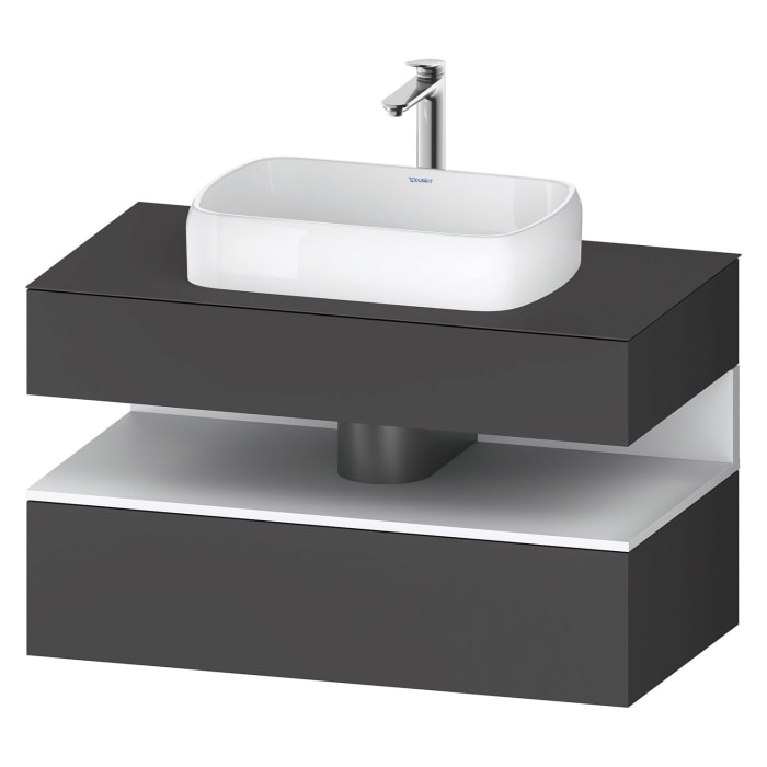 Duravit Qatego Konsolenwaschtischunterbau mit Ausschnitt mittig 100 x 60 cm, 2 Auszüge, mit LED Beleuchtung