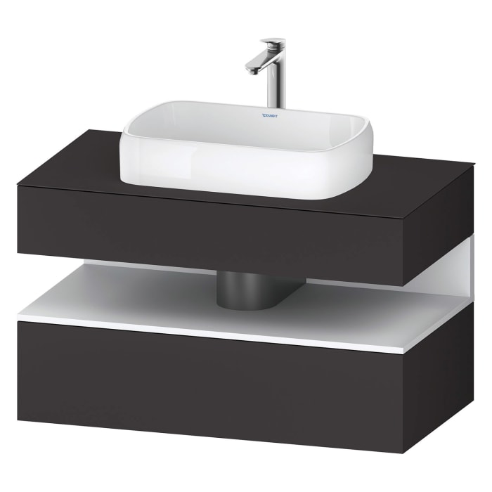 Duravit Qatego Konsolenwaschtischunterbau mit Ausschnitt mittig 100 x 60 cm, 2 Auszüge, mit LED Beleuchtung