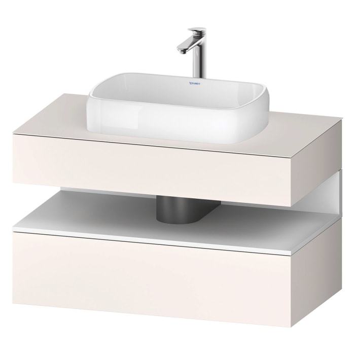 Duravit Qatego Konsolenwaschtischunterbau mit Ausschnitt mittig 100 x 60 cm, 2 Auszüge, mit LED Beleuchtung