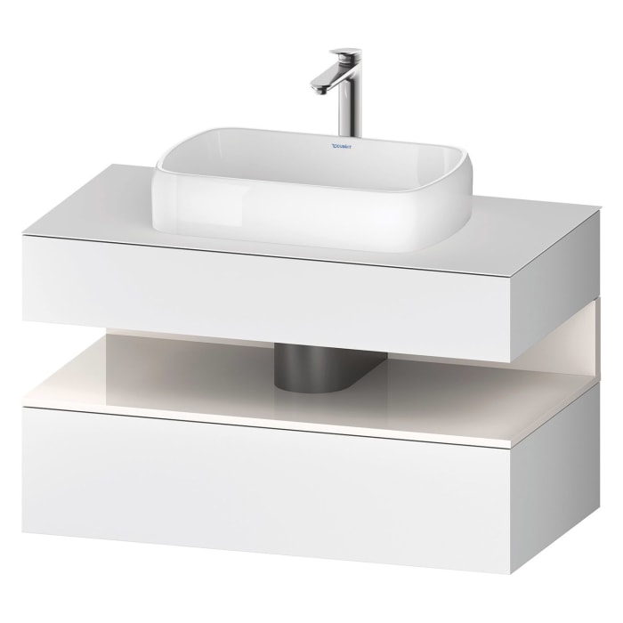 Duravit Qatego Konsolenwaschtischunterbau mit Ausschnitt mittig 100 x 60 cm, 2 Auszüge, mit LED Beleuchtung