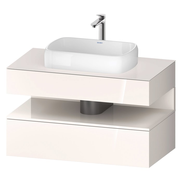 Duravit Qatego Konsolenwaschtischunterbau mit Ausschnitt mittig 100 x 60 cm, 2 Auszüge, mit LED Beleuchtung