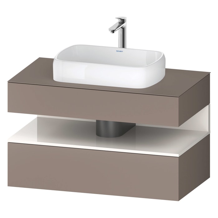 Duravit Qatego Konsolenwaschtischunterbau mit Ausschnitt mittig 100 x 60 cm, 2 Auszüge