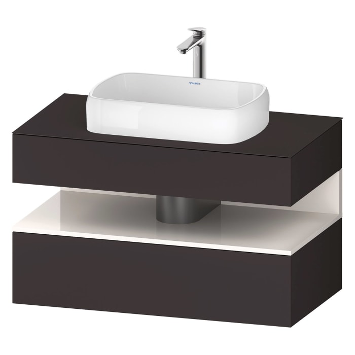 Duravit Qatego Konsolenwaschtischunterbau mit Ausschnitt mittig 100 x 60 cm, 2 Auszüge