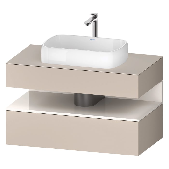 Duravit Qatego Konsolenwaschtischunterbau mit Ausschnitt mittig 100 x 60 cm, 2 Auszüge