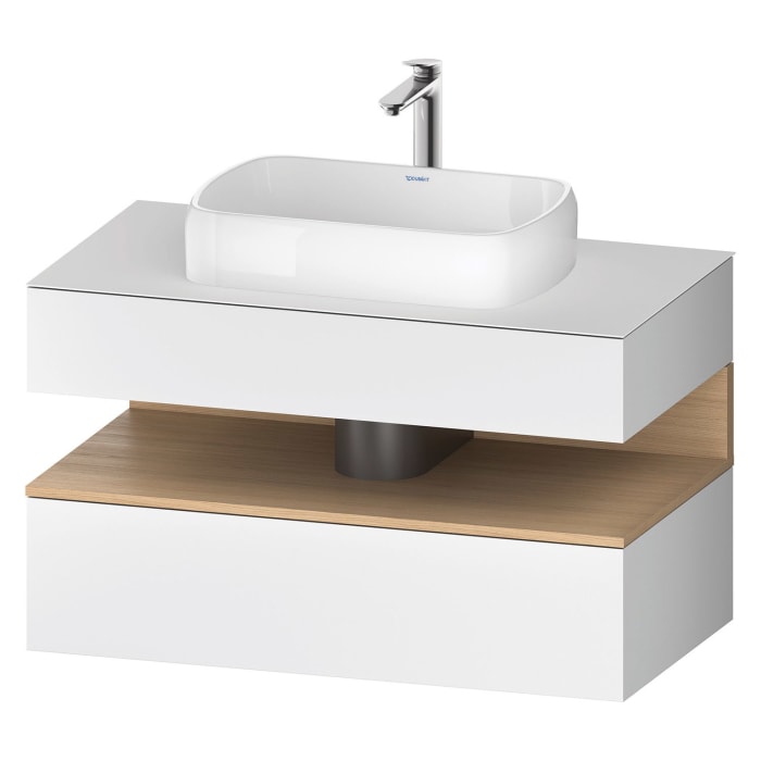Duravit Qatego Konsolenwaschtischunterbau mit Ausschnitt mittig 100 x 60 cm, 2 Auszüge, mit LED Beleuchtung