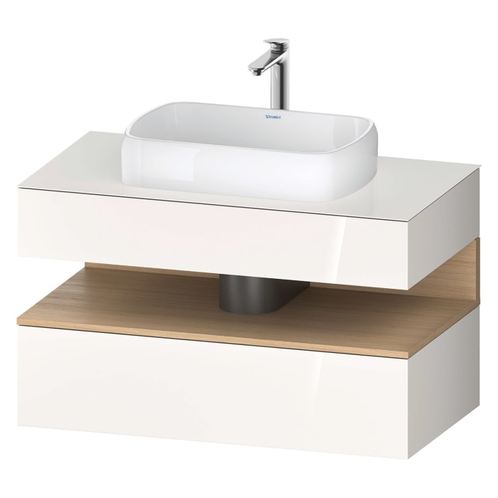 Duravit Qatego Konsolenwaschtischunterbau mit Ausschnitt mittig 100 x 60 cm, 2 Auszüge, mit LED Beleuchtung