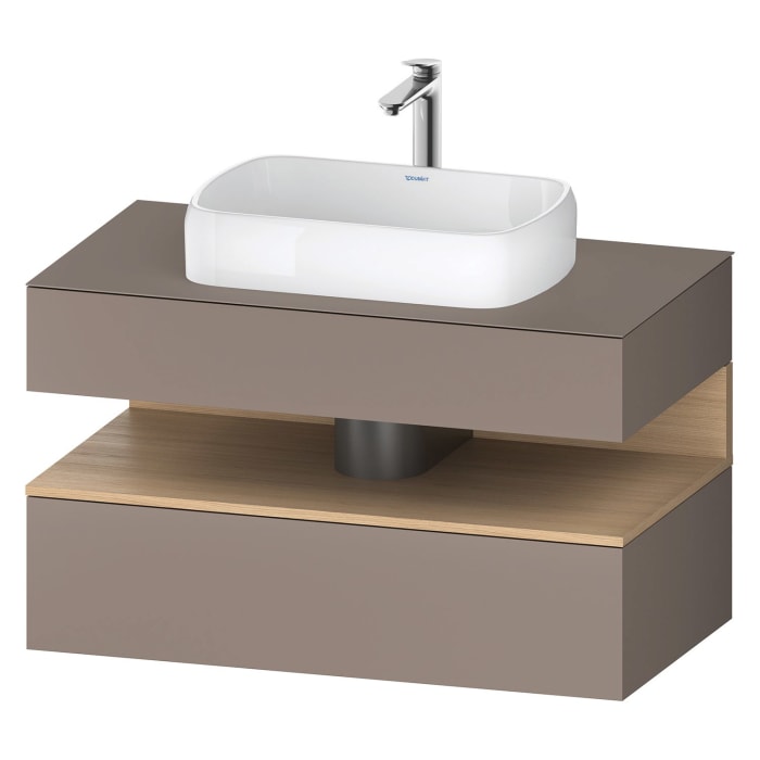 Duravit Qatego Konsolenwaschtischunterbau mit Ausschnitt mittig 100 x 60 cm, 2 Auszüge, mit LED Beleuchtung