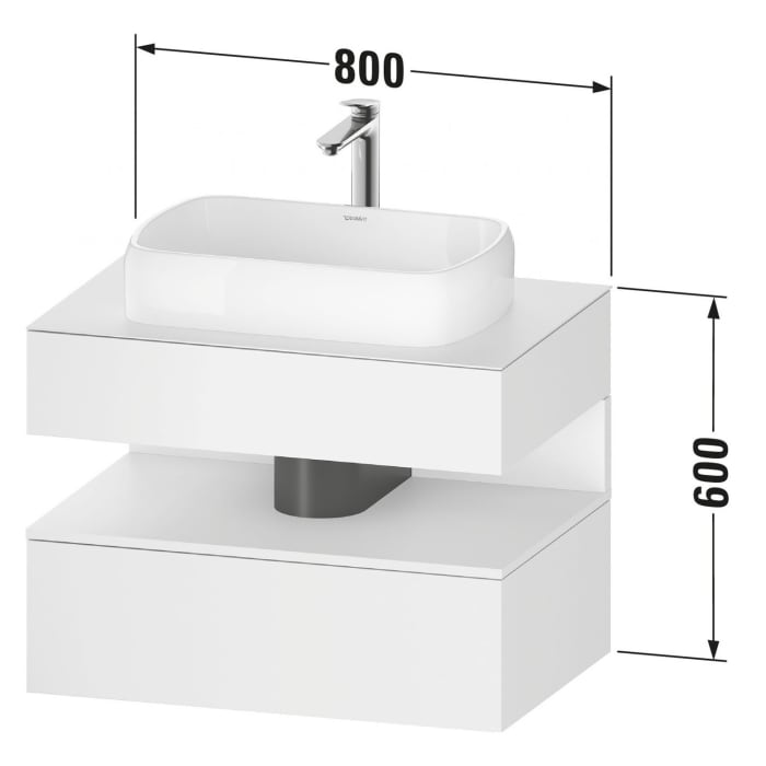 Duravit Qatego Konsolenwaschtischunterbau mit Ausschnitt mittig 80 x 60 cm, 2 Auszüge, mit LED Beleuchtung