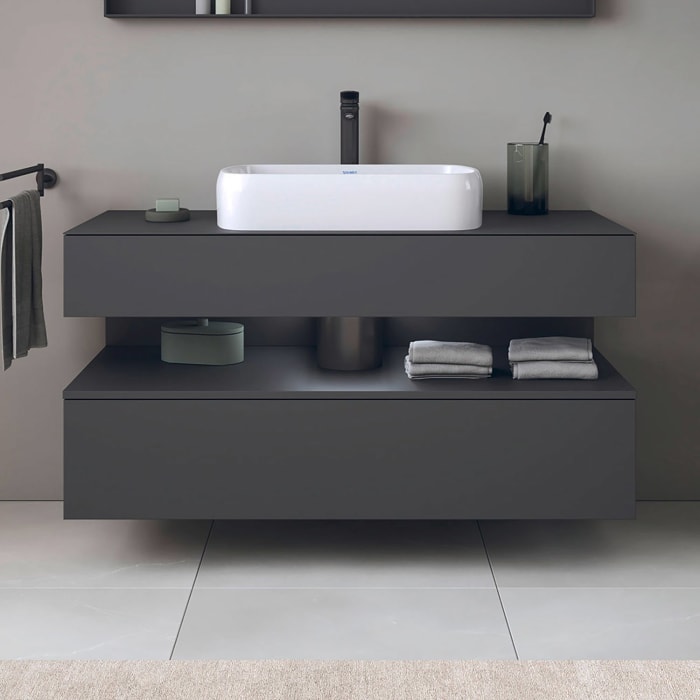 Duravit Qatego Konsolenwaschtischunterbau mit Ausschnitt mittig 120 x 60 cm, 2 Auszüge, mit LED Beleuchtung