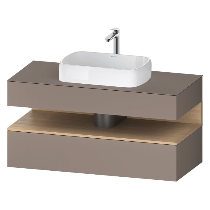 Duravit Qatego Konsolenwaschtischunterbau mit Ausschnitt mittig 120 x 60 cm, 2 Auszüge, mit LED Beleuchtung