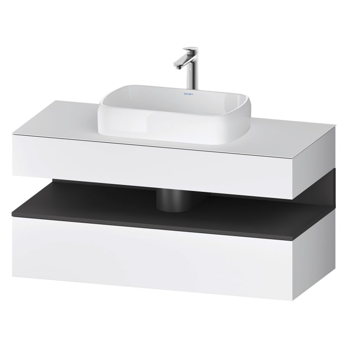 Duravit Qatego Konsolenwaschtischunterbau mit Ausschnitt mittig 120 x 60 cm, 2 Auszüge, mit LED Beleuchtung