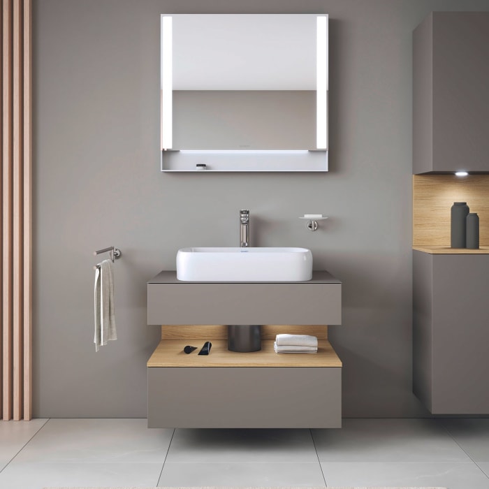 Duravit Qatego Konsolenwaschtischunterbau mit Ausschnitt mittig 80 x 60 cm, 2 Auszüge, mit LED Beleuchtung