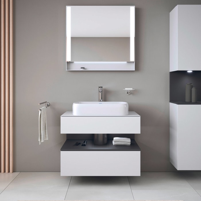 Duravit Qatego Konsolenwaschtischunterbau mit Ausschnitt mittig 80 x 60 cm, 2 Auszüge, mit LED Beleuchtung