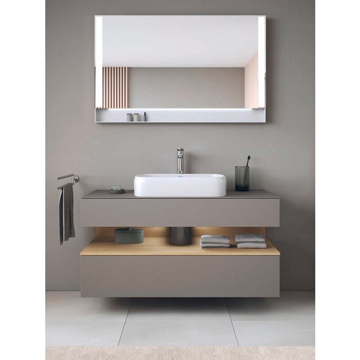 Duravit Qatego Konsolenwaschtischunterbau mit Ausschnitt mittig 120 x 60 cm, 2 Auszüge, mit LED Beleuchtung
