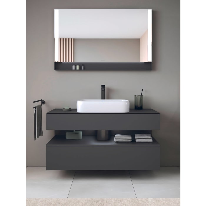 Duravit Qatego Konsolenwaschtischunterbau mit Ausschnitt mittig 120 x 60 cm, 2 Auszüge, mit LED Beleuchtung