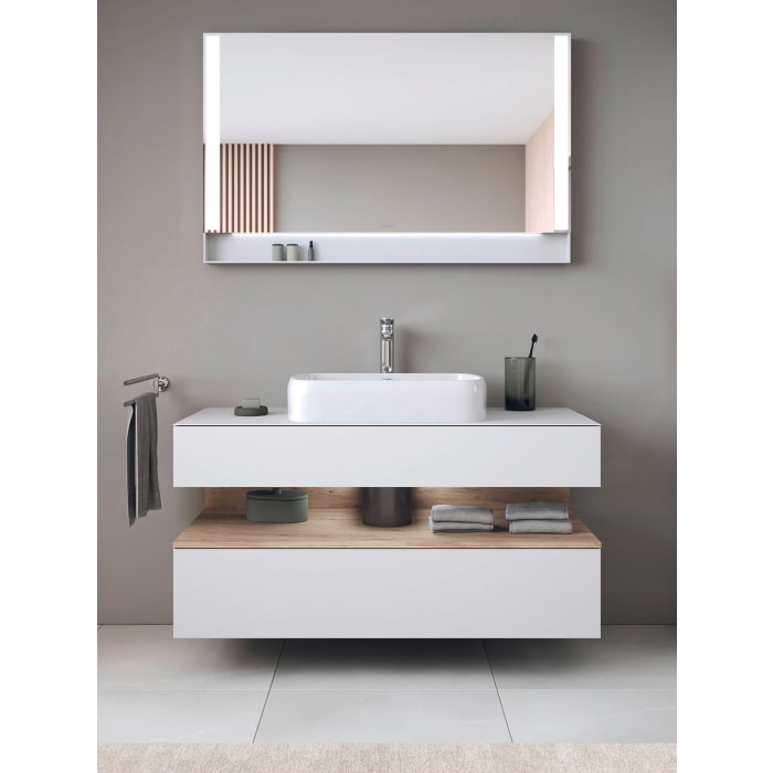 Duravit Qatego Konsolenwaschtischunterbau mit Ausschnitt mittig 120 x 60 cm, 2 Auszüge, mit LED Beleuchtung