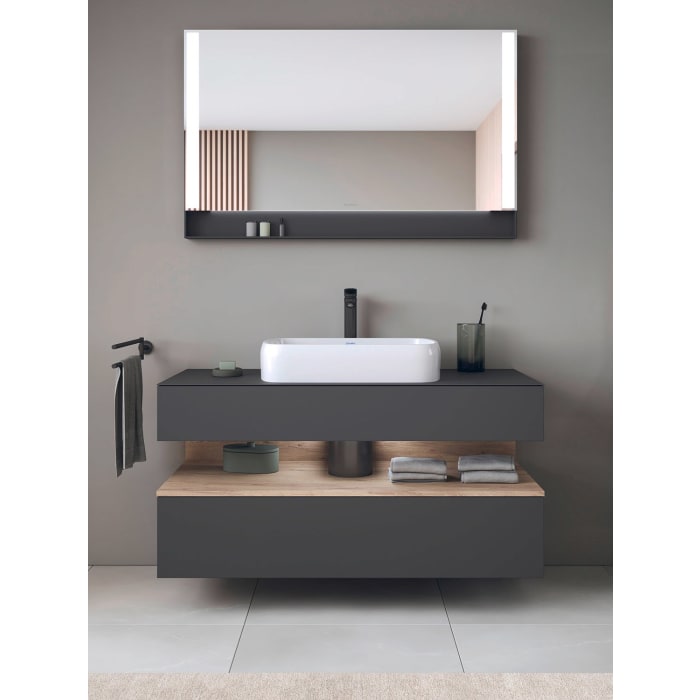 Duravit Qatego Konsolenwaschtischunterbau mit Ausschnitt mittig 120 x 60 cm, 2 Auszüge, mit LED Beleuchtung