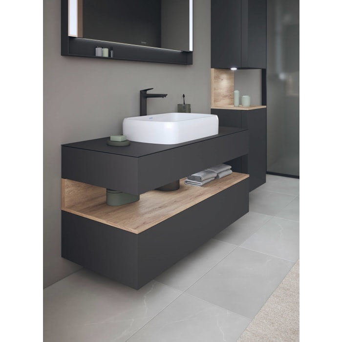 Duravit Qatego Konsolenwaschtischunterbau mit Ausschnitt mittig 120 x 60 cm, 2 Auszüge, mit LED Beleuchtung