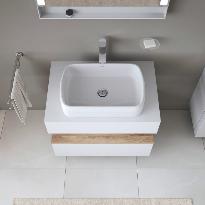 Duravit Qatego Konsolenwaschtischunterbau mit Ausschnitt mittig 80 x 60 cm, 2 Auszüge, mit LED Beleuchtung