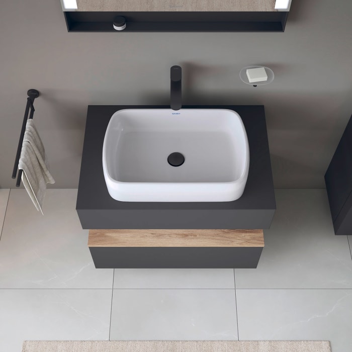 Duravit Qatego Konsolenwaschtischunterbau mit Ausschnitt mittig 80 x 60 cm, 2 Auszüge, mit LED Beleuchtung