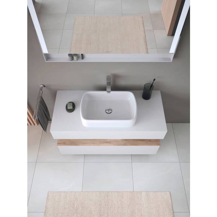 Duravit Qatego Konsolenwaschtischunterbau mit Ausschnitt mittig 120 x 60 cm, 2 Auszüge, mit LED Beleuchtung