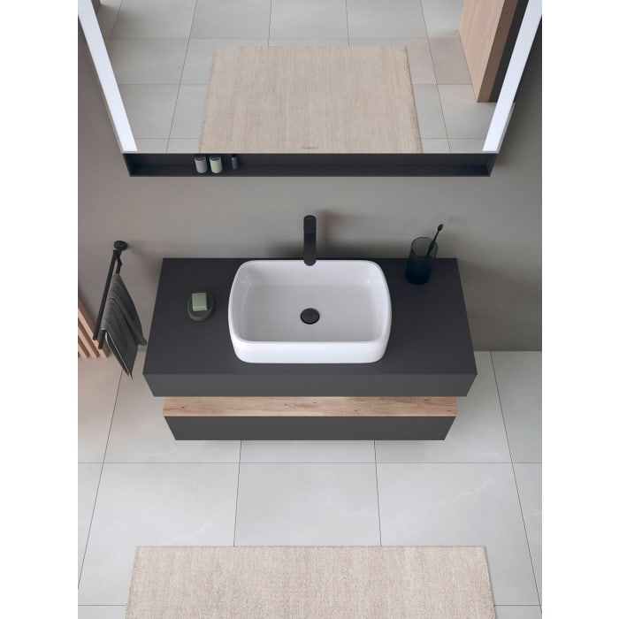 Duravit Qatego Konsolenwaschtischunterbau mit Ausschnitt mittig 120 x 60 cm, 2 Auszüge, mit LED Beleuchtung