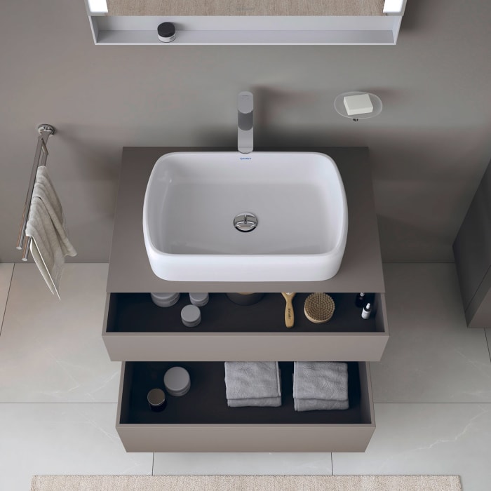 Duravit Qatego Konsolenwaschtischunterbau mit Ausschnitt mittig 80 x 60 cm, 2 Auszüge, mit LED Beleuchtung