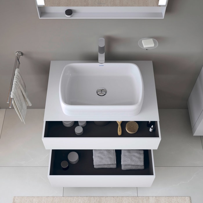 Duravit Qatego Konsolenwaschtischunterbau mit Ausschnitt mittig 80 x 60 cm, 2 Auszüge, mit LED Beleuchtung