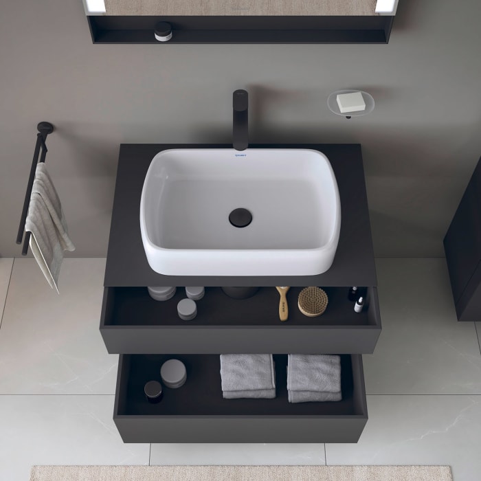 Duravit Qatego Konsolenwaschtischunterbau mit Ausschnitt mittig 80 x 60 cm, 2 Auszüge, mit LED Beleuchtung