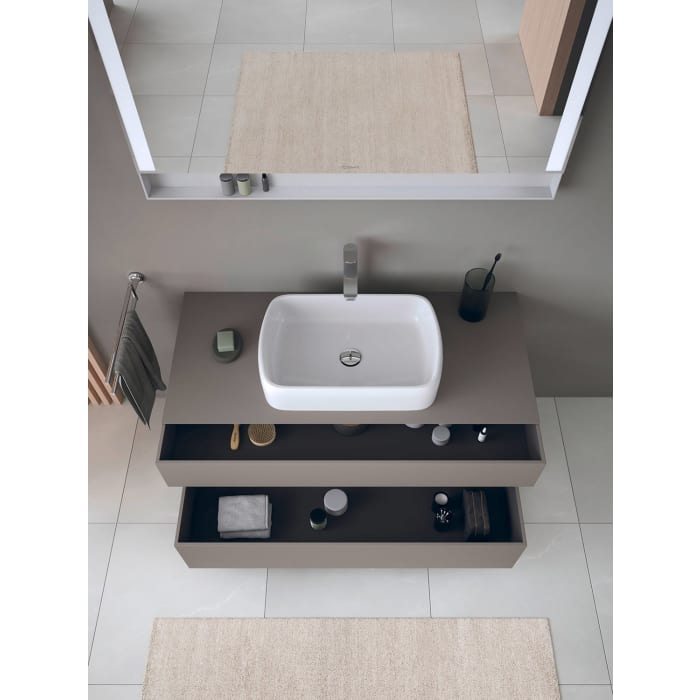 Duravit Qatego Konsolenwaschtischunterbau mit Ausschnitt mittig 120 x 60 cm, 2 Auszüge, mit LED Beleuchtung