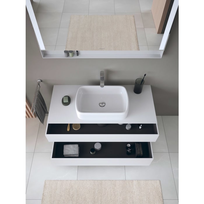 Duravit Qatego Konsolenwaschtischunterbau mit Ausschnitt mittig 120 x 60 cm, 2 Auszüge, mit LED Beleuchtung