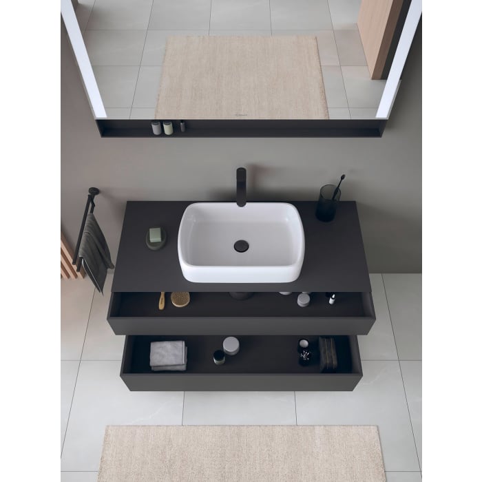 Duravit Qatego Konsolenwaschtischunterbau mit Ausschnitt mittig 120 x 60 cm, 2 Auszüge, mit LED Beleuchtung
