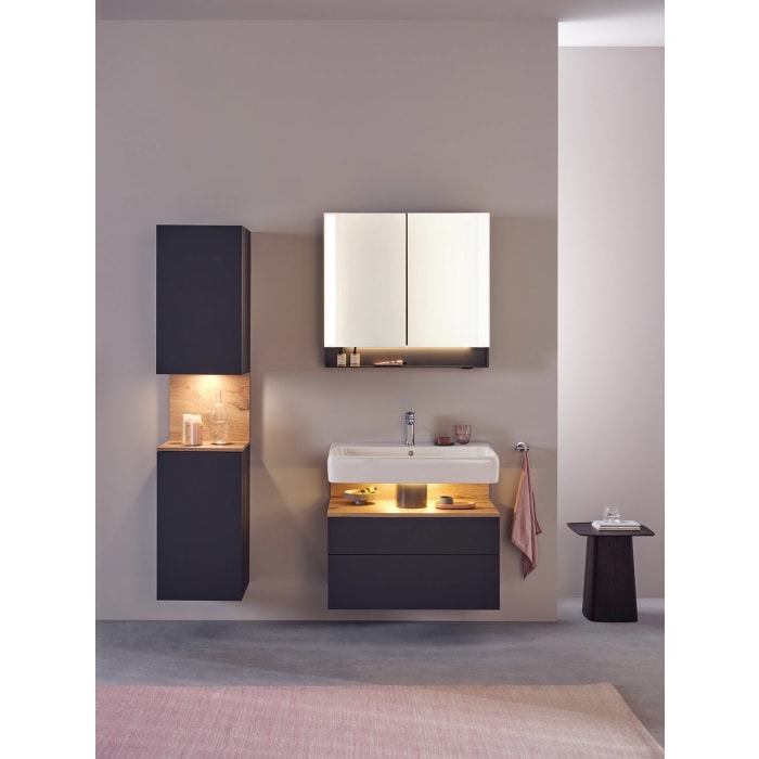 Duravit Qatego Konsolenwaschtischunterbau mit zwei Ausschnitten 140 x 60 cm, 4 Auszüge, mit LED Beleuchtung