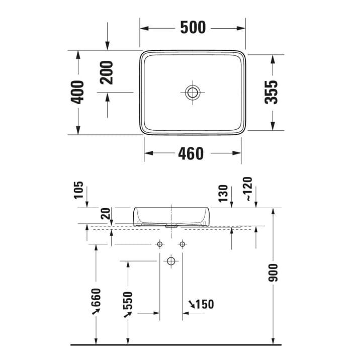 Duravit Qatego Aufsatzbecken eckig 50 x 40 cm