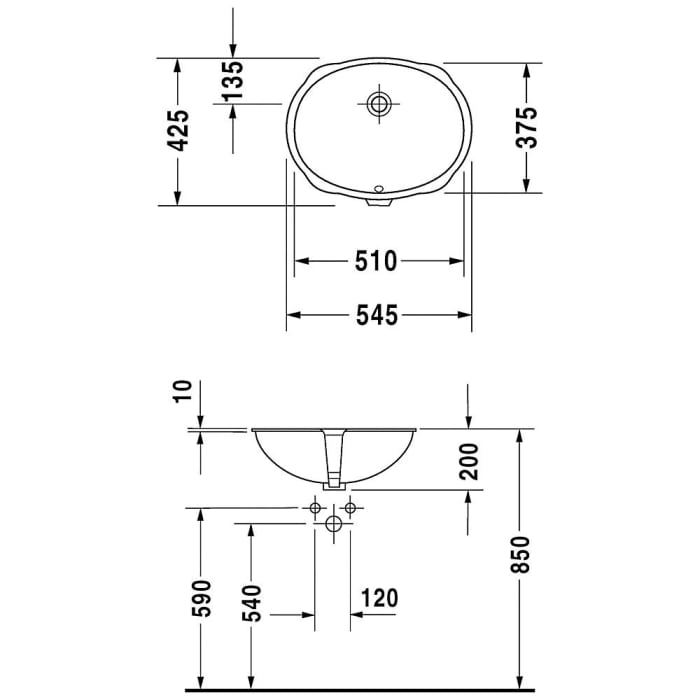 Duravit Design Classics Einbauwaschtisch Universal Santosa 51 cm