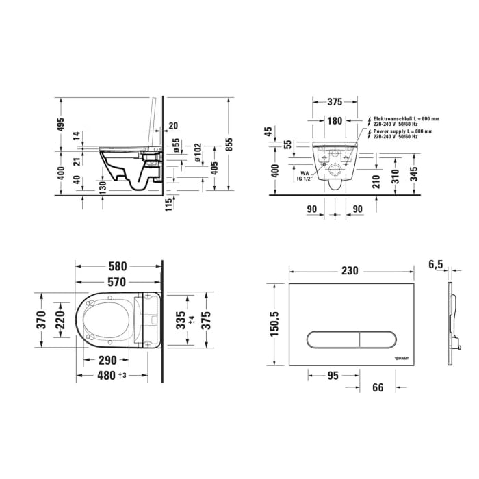Duravit SensoWash D-Neo Kompakt Dusch-WC Komplett-Set