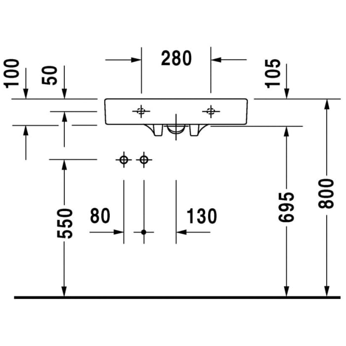 Duravit Architec Waschtisch H70 57,5 cm, zur Montage mit Unterputz-Siphon