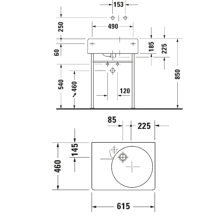 Duravit Design Classics Waschtisch Scola 61,5 cm rechts