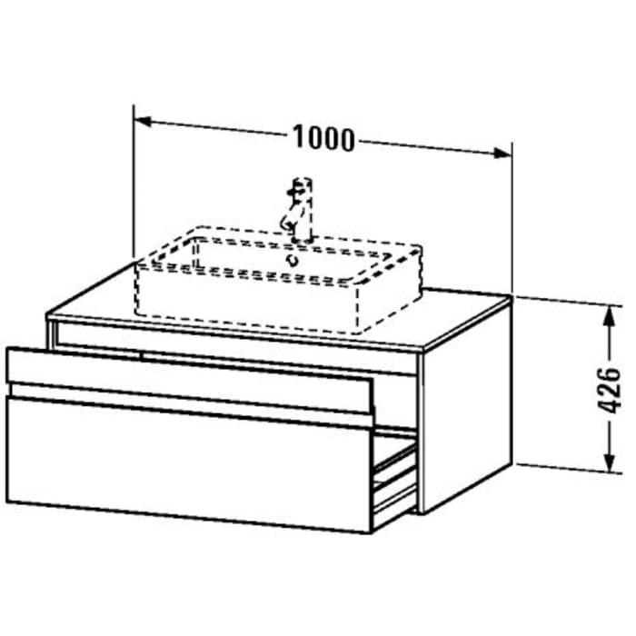 Duravit Ketho Waschtischunterbau 100 cm wandhängend, 1 Auszug, für 1 Aufsatzbecken mittig