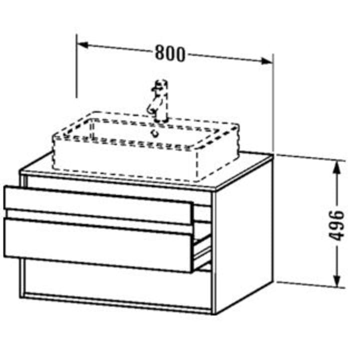 Duravit Ketho Waschtischunterbau 80 cm wandhängend, 2 Auszügen, für 1 Aufsatzbecken mittig